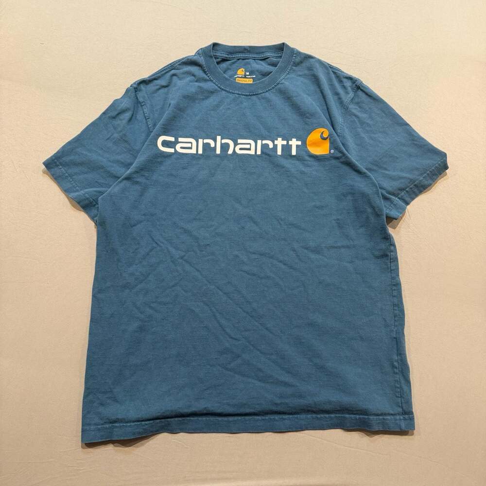 Carhartt Original Fit Short Sleeve Spellout Logo Blue T-Shirt Men's Size M